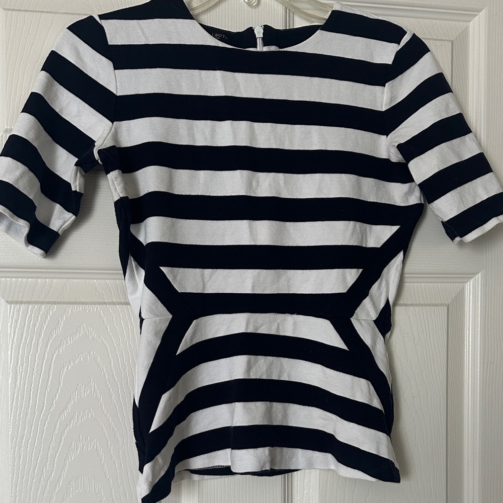 Striped Navy and White Women's Peplum Top